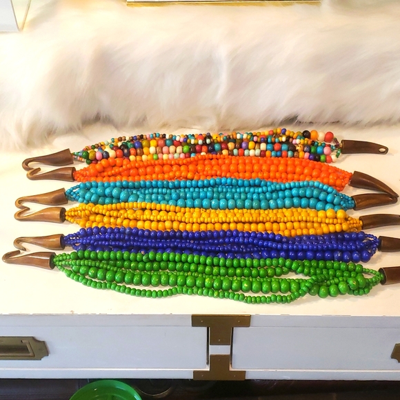 Shakti Beaded Necklace Orange Colors Strands - Picture 4 of 6